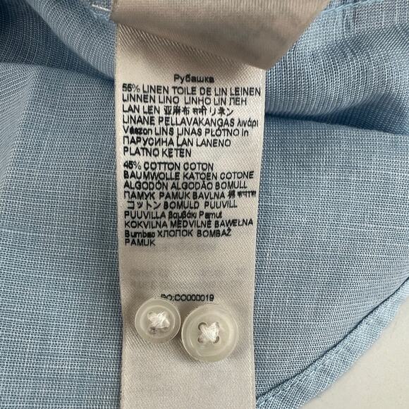 New 7 FOR ALL MANKIND Linen Blend Men’s SIZE XXL Long Sleeve Button Shirt Blue - Picture 7 of 10